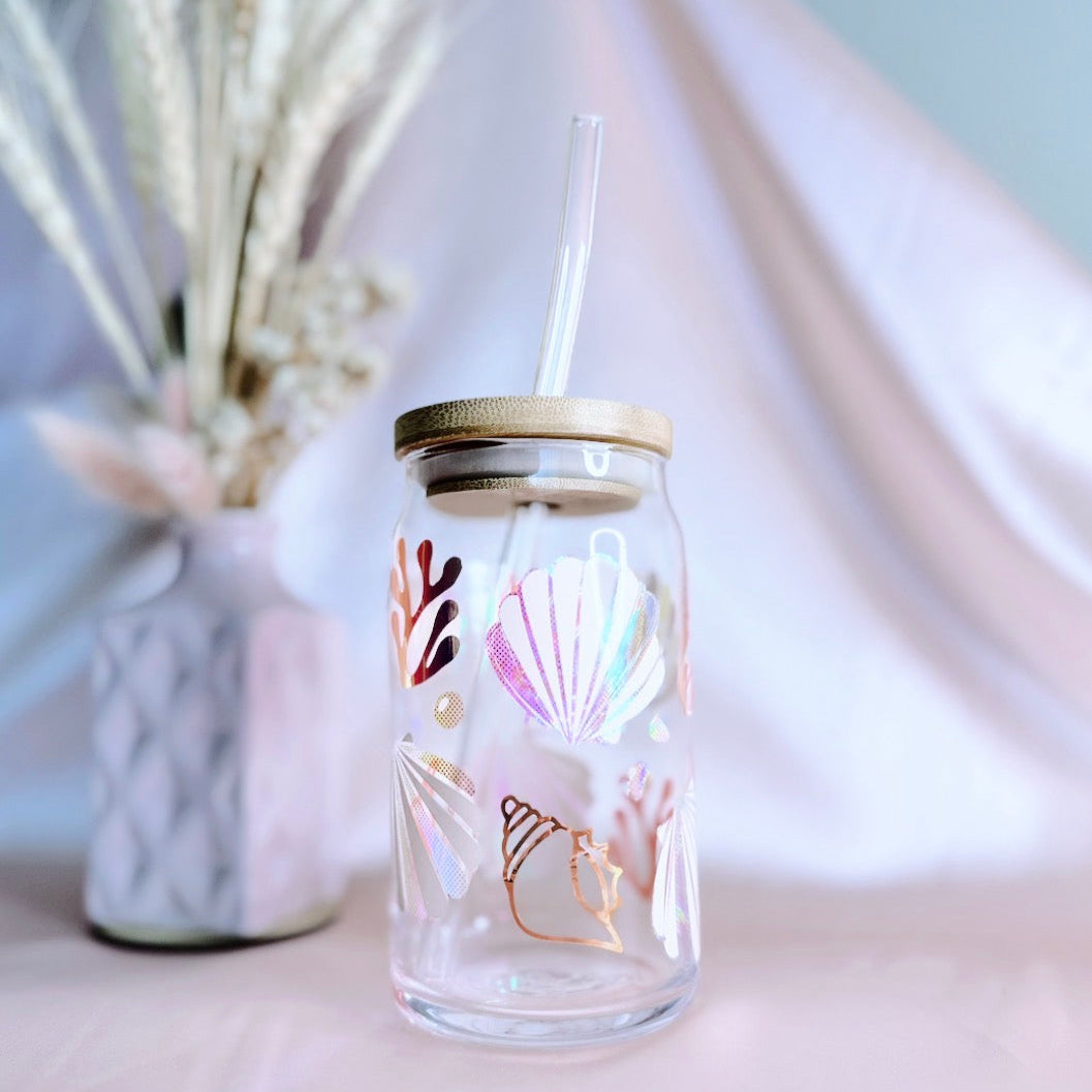 16oz Tropical Life inspired glass cup